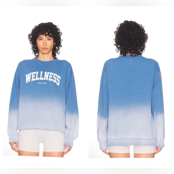 Sporty & Rich Tops - NWT Sporty & Rich Wellness Ivy Crewneck Sweatshirt Dip Dye Blue Ombré Small